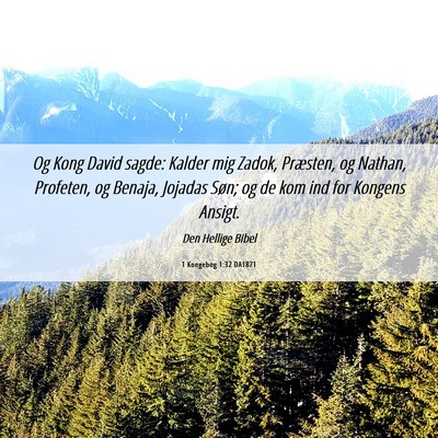 Picture 06 - 1 Kongebog 1:32 DA1871 - Og Kong David sagde: Kalder mig Zadok, Præsten, - Bible Verse Picture