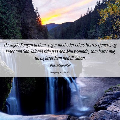 Picture 06 - 1 Kongebog 1:33 DA1871 - Da sagde Kongen til dem: Tager med eder eders - Bible Verse Picture