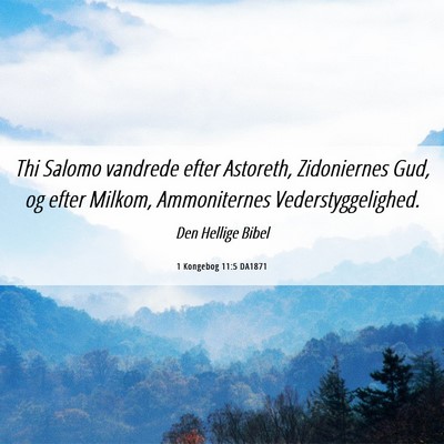 Picture 06 - 1 Kongebog 11:5 DA1871 - Thi Salomo vandrede efter Astoreth, Zidoniernes - Bible Verse Picture