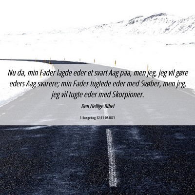 Picture 06 - 1 Kongebog 12:11 DA1871 - Nu da, min Fader lagde eder et svart Aag paa, men - Bible Verse Picture