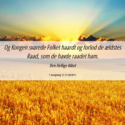 Picture 06 - 1 Kongebog 12:13 DA1871 - Og Kongen svarede Folket haardt og forlod de - Bible Verse Picture