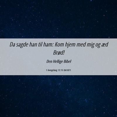 Picture 06 - 1 Kongebog 13:15 DA1871 - Da sagde han til ham: Kom hjem med mig og æd - Bible Verse Picture