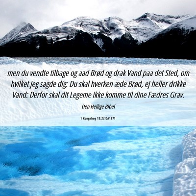 Picture 06 - 1 Kongebog 13:22 DA1871 - men du vendte tilbage og aad Brød og drak Vand - Bible Verse Picture