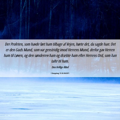 Picture 06 - 1 Kongebog 13:26 DA1871 - Der Profeten, som havde ført ham tilbage af - Bible Verse Picture
