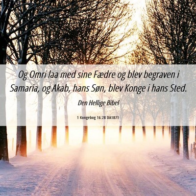 Picture 06 - 1 Kongebog 16:28 DA1871 - Og Omri laa med sine Fædre og blev begraven i - Bible Verse Picture