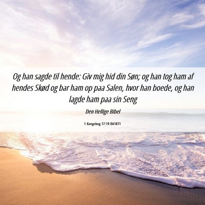 Picture 06 - 1 Kongebog 17:19 DA1871 - Og han sagde til hende: Giv mig hid din Søn; og - Bible Verse Picture