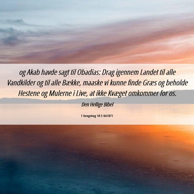Picture 06 - 1 Kongebog 18:5 DA1871 - og Akab havde sagt til Obadias: Drag igennem - Bible Verse Picture