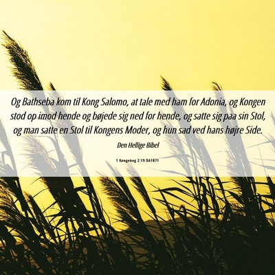 Picture 06 - 1 Kongebog 2:19 DA1871 - Og Bathseba kom til Kong Salomo, at tale med ham - Bible Verse Picture