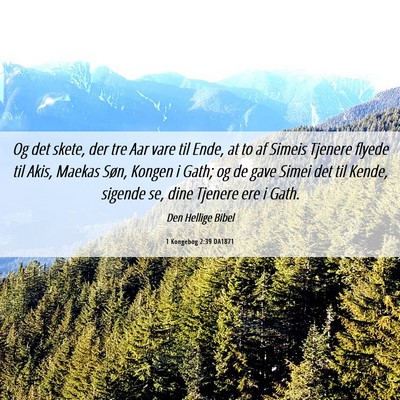 Picture 06 - 1 Kongebog 2:39 DA1871 - Og det skete, der tre Aar vare til Ende, at to af - Bible Verse Picture