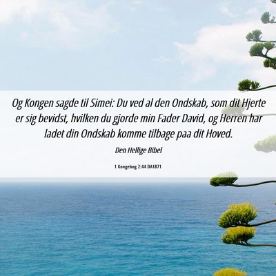 Picture 06 - 1 Kongebog 2:44 DA1871 - Og Kongen sagde til Simei: Du ved al den Ondskab, - Bible Verse Picture