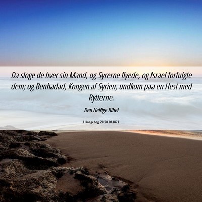 Picture 06 - 1 Kongebog 20:20 DA1871 - Da sloge de hver sin Mand, og Syrerne flyede, og - Bible Verse Picture