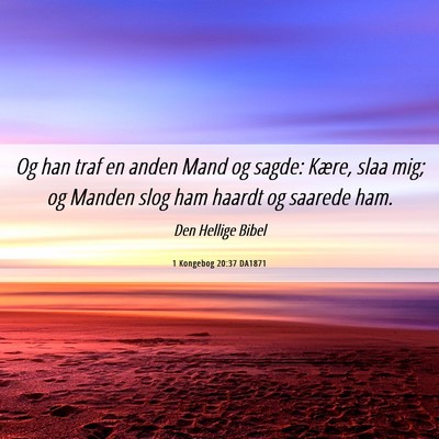 Picture 06 - 1 Kongebog 20:37 DA1871 - Og han traf en anden Mand og sagde: Kære, slaa - Bible Verse Picture