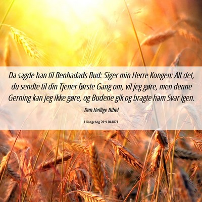 Picture 06 - 1 Kongebog 20:9 DA1871 - Da sagde han til Benhadads Bud: Siger min Herre - Bible Verse Picture