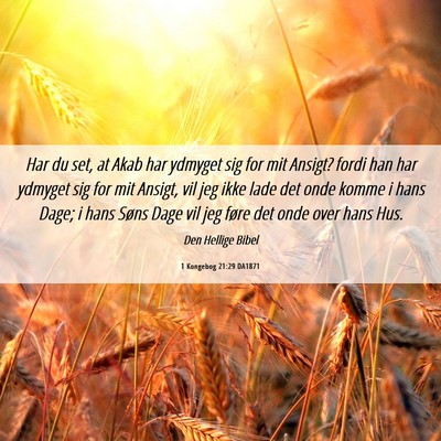 Picture 06 - 1 Kongebog 21:29 DA1871 - Har du set, at Akab har ydmyget sig for mit - Bible Verse Picture