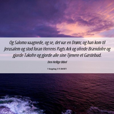 Picture 06 - 1 Kongebog 3:15 DA1871 - Og Salomo vaagnede, og se, det var en Drøm; og - Bible Verse Picture