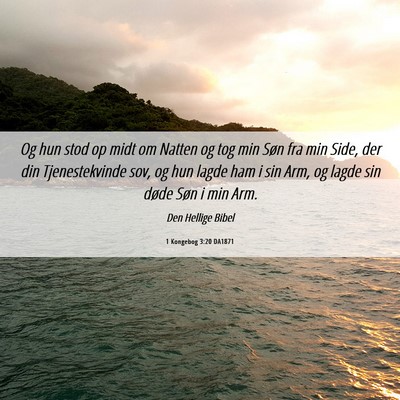 Picture 06 - 1 Kongebog 3:20 DA1871 - Og hun stod op midt om Natten og tog min Søn fra - Bible Verse Picture