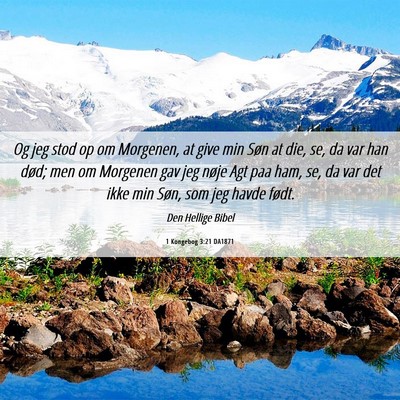 Picture 06 - 1 Kongebog 3:21 DA1871 - Og jeg stod op om Morgenen, at give min Søn at - Bible Verse Picture
