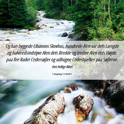 Picture 06 - 1 Kongebog 7:2 DA1871 - Og han byggede Libanons Skovhus, hundrede Alen - Bible Verse Picture