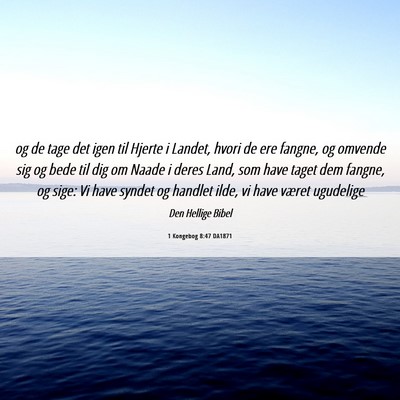 Picture 06 - 1 Kongebog 8:47 DA1871 - og de tage det igen til Hjerte i Landet, hvori de - Bible Verse Picture