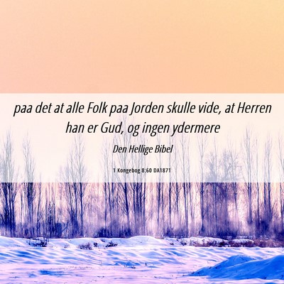 Picture 06 - 1 Kongebog 8:60 DA1871 - paa det at alle Folk paa Jorden skulle vide, at - Bible Verse Picture