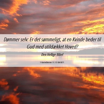 Picture 06 - 1 Korintherne 11:13 DA1871 - Dømmer selv: Er det sømmeligt, at en Kvinde - Bible Verse Picture