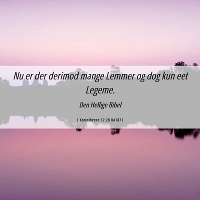 Picture 06 - 1 Korintherne 12:20 DA1871 - Nu er der derimod mange Lemmer og dog kun eet - Bible Verse Picture