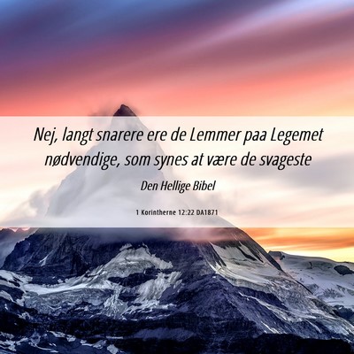 Picture 06 - 1 Korintherne 12:22 DA1871 - Nej, langt snarere ere de Lemmer paa Legemet - Bible Verse Picture