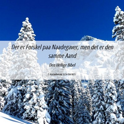 Picture 06 - 1 Korintherne 12:4 DA1871 - Der er Forskel paa Naadegaver, men det er den - Bible Verse Picture