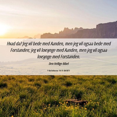 Picture 06 - 1 Korintherne 14:15 DA1871 - Hvad da? Jeg vil bede med Aanden, men jeg vil - Bible Verse Picture