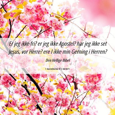 Picture 06 - 1 Korintherne 9:1 DA1871 - Er jeg ikke fri? er jeg ikke Apostel? har jeg - Bible Verse Picture