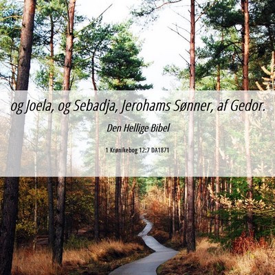 Picture 06 - 1 Krønikebog 12:7 DA1871 - og Joela, og Sebadja, Jerohams Sønner, af - Bible Verse Picture