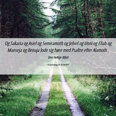 Picture 06 - 1 Krønikebog 15:20 DA1871 - Og Sakaria og Asiel og Semiramoth og Jehiel og - Bible Verse Picture
