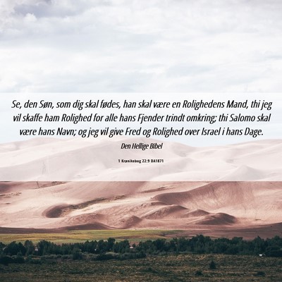Picture 06 - 1 Krønikebog 22:9 DA1871 - Se, den Søn, som dig skal fødes, han skal være - Bible Verse Picture