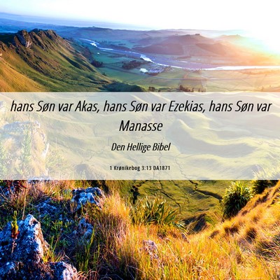 Picture 06 - 1 Krønikebog 3:13 DA1871 - hans Søn var Akas, hans Søn var Ezekias, hans - Bible Verse Picture