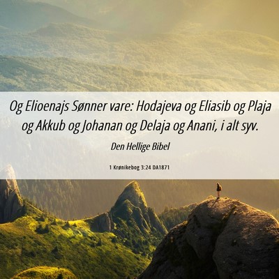 Picture 06 - 1 Krønikebog 3:24 DA1871 - Og Elioenajs Sønner vare: Hodajeva og Eliasib og - Bible Verse Picture