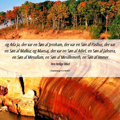 Picture 06 - 1 Krønikebog 9:12 DA1871 - og Ada ja, der var en Søn af Jeroham, der var en - Bible Verse Picture