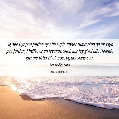 Picture 06 - 1 Mosebog 1:30 DA1871 - Og alle Dyr paa Jorden og alle Fugle under - Bible Verse Picture