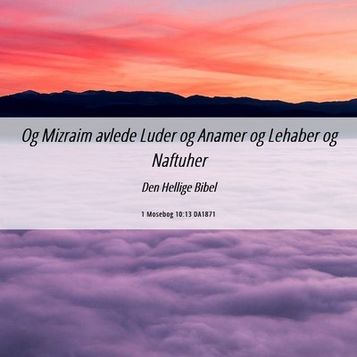 Picture 06 - 1 Mosebog 10:13 DA1871 - Og Mizraim avlede Luder og Anamer og Lehaber og - Bible Verse Picture