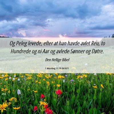 Picture 06 - 1 Mosebog 11:19 DA1871 - Og Peleg levede, efter at han havde avlet Reu, to - Bible Verse Picture