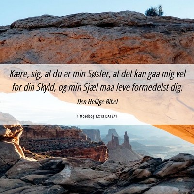 Picture 06 - 1 Mosebog 12:13 DA1871 - Kære, sig, at du er min Søster, at det kan gaa - Bible Verse Picture