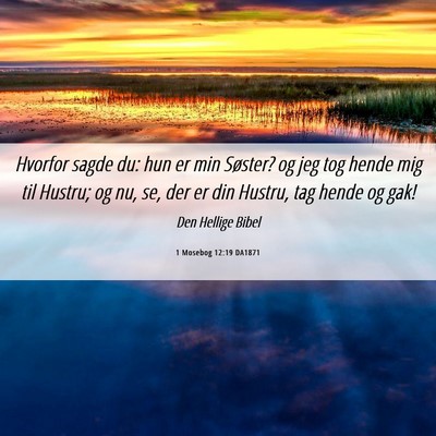 Picture 06 - 1 Mosebog 12:19 DA1871 - Hvorfor sagde du: hun er min Søster? og jeg tog - Bible Verse Picture