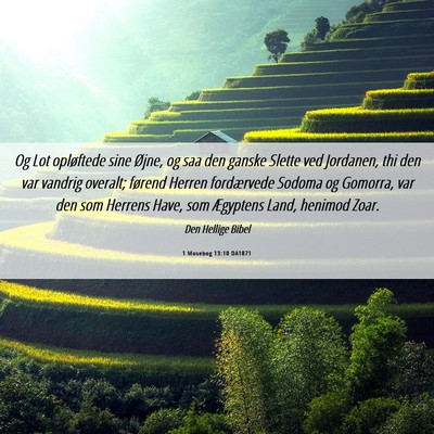 Picture 06 - 1 Mosebog 13:10 DA1871 - Og Lot opløftede sine Øjne, og saa den ganske - Bible Verse Picture