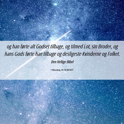 Picture 06 - 1 Mosebog 14:16 DA1871 - og han førte alt Godset tilbage, og tilmed Lot, - Bible Verse Picture