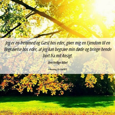 Picture 06 - 1 Mosebog 23:4 DA1871 - Jeg er en fremmed og Gæst hos eder, giver mig en - Bible Verse Picture