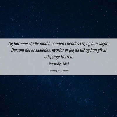 Picture 06 - 1 Mosebog 25:22 DA1871 - Og Børnene stødte mod hinanden i hendes Liv, og - Bible Verse Picture