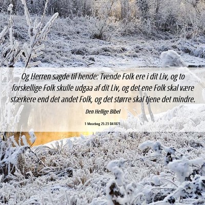 Picture 06 - 1 Mosebog 25:23 DA1871 - Og Herren sagde til hende: Tvende Folk ere i dit - Bible Verse Picture