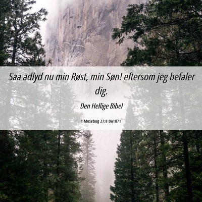 Picture 06 - 1 Mosebog 27:8 DA1871 - Saa adlyd nu min Røst, min Søn! eftersom jeg - Bible Verse Picture