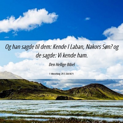 Picture 06 - 1 Mosebog 29:5 DA1871 - Og han sagde til dem: Kende I Laban, Nakors Søn? - Bible Verse Picture