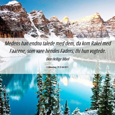 Picture 06 - 1 Mosebog 29:9 DA1871 - Medens han endnu talede med dem, da kom Rakel med - Bible Verse Picture