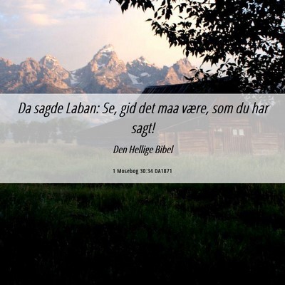 Picture 06 - 1 Mosebog 30:34 DA1871 - Da sagde Laban: Se, gid det maa være, som du har - Bible Verse Picture